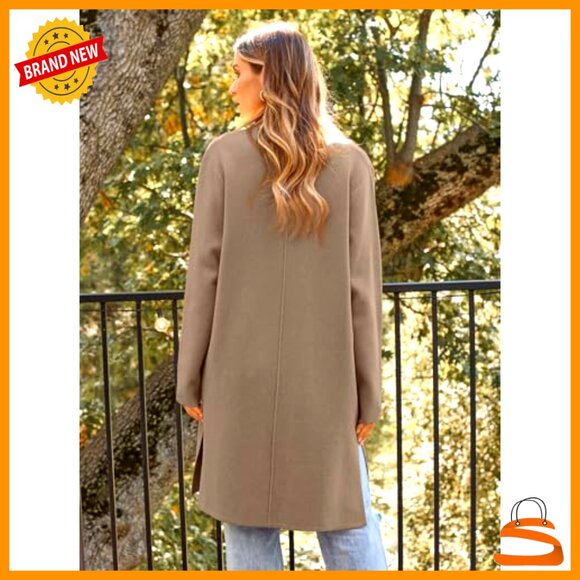 Oversized Knit Cardigan Shawl Collar Winter Coatigan Dressy Chic Minimal - Picture 5 of 7